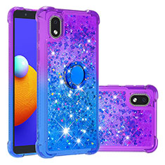 Silikon Hülle Handyhülle Gummi Schutzhülle Flexible Tasche Bling-Bling mit Fingerring Ständer S02 für Samsung Galaxy M01 Core Violett