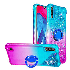 Silikon Hülle Handyhülle Gummi Schutzhülle Flexible Tasche Bling-Bling mit Fingerring Ständer S02 für Samsung Galaxy M10 Hellblau