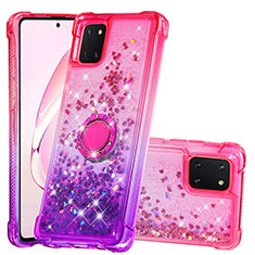 Silikon Hülle Handyhülle Gummi Schutzhülle Flexible Tasche Bling-Bling mit Fingerring Ständer S02 für Samsung Galaxy Note 10 Lite Pink