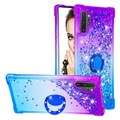 Silikon Hülle Handyhülle Gummi Schutzhülle Flexible Tasche Bling-Bling mit Fingerring Ständer S02 für Samsung Galaxy Note 10 Plus 5G Violett