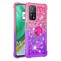 Silikon Hülle Handyhülle Gummi Schutzhülle Flexible Tasche Bling-Bling mit Fingerring Ständer S02 für Xiaomi Redmi K30S 5G Pink