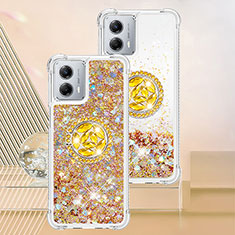 Silikon Hülle Handyhülle Gummi Schutzhülle Flexible Tasche Bling-Bling mit Fingerring Ständer YB1 für Motorola Moto G 5G (2023) Gold