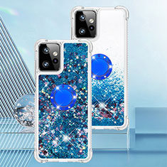 Silikon Hülle Handyhülle Gummi Schutzhülle Flexible Tasche Bling-Bling mit Fingerring Ständer YB1 für Motorola Moto G Power 5G (2023) Blau