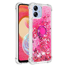 Silikon Hülle Handyhülle Gummi Schutzhülle Flexible Tasche Bling-Bling mit Fingerring Ständer YB1 für Samsung Galaxy A04E Pink