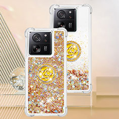 Silikon Hülle Handyhülle Gummi Schutzhülle Flexible Tasche Bling-Bling mit Fingerring Ständer YB1 für Xiaomi Mi 13T 5G Gold