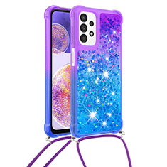 Silikon Hülle Handyhülle Gummi Schutzhülle Flexible Tasche Bling-Bling mit Schlüsselband Lanyard S01 für Samsung Galaxy A23 5G Violett