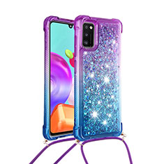 Silikon Hülle Handyhülle Gummi Schutzhülle Flexible Tasche Bling-Bling mit Schlüsselband Lanyard S01 für Samsung Galaxy A41 Violett