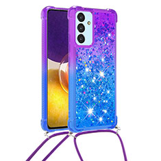 Silikon Hülle Handyhülle Gummi Schutzhülle Flexible Tasche Bling-Bling mit Schlüsselband Lanyard S01 für Samsung Galaxy F54 5G Violett