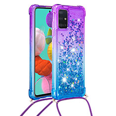 Silikon Hülle Handyhülle Gummi Schutzhülle Flexible Tasche Bling-Bling mit Schlüsselband Lanyard S01 für Samsung Galaxy M40S Violett