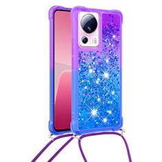 Silikon Hülle Handyhülle Gummi Schutzhülle Flexible Tasche Bling-Bling mit Schlüsselband Lanyard S01 für Xiaomi Civi 2 5G Violett