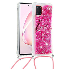 Silikon Hülle Handyhülle Gummi Schutzhülle Flexible Tasche Bling-Bling mit Schlüsselband Lanyard S02 für Samsung Galaxy Note 10 Lite Pink