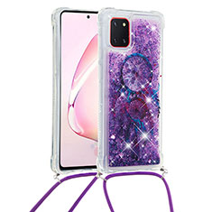 Silikon Hülle Handyhülle Gummi Schutzhülle Flexible Tasche Bling-Bling mit Schlüsselband Lanyard S02 für Samsung Galaxy Note 10 Lite Violett