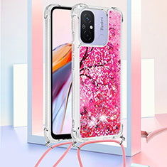 Silikon Hülle Handyhülle Gummi Schutzhülle Flexible Tasche Bling-Bling mit Schlüsselband Lanyard S02 für Xiaomi Redmi 11A 4G Pink