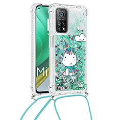 Silikon Hülle Handyhülle Gummi Schutzhülle Flexible Tasche Bling-Bling mit Schlüsselband Lanyard S02 für Xiaomi Redmi K30S 5G Grün