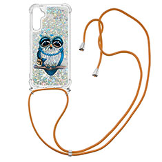 Silikon Hülle Handyhülle Gummi Schutzhülle Flexible Tasche Bling-Bling mit Schlüsselband Lanyard YB2 für Samsung Galaxy A34 5G Plusfarbig