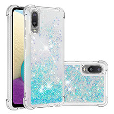 Silikon Hülle Handyhülle Gummi Schutzhülle Flexible Tasche Bling-Bling S01 für Samsung Galaxy A02 Hellblau