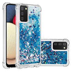 Silikon Hülle Handyhülle Gummi Schutzhülle Flexible Tasche Bling-Bling S01 für Samsung Galaxy A03s Blau