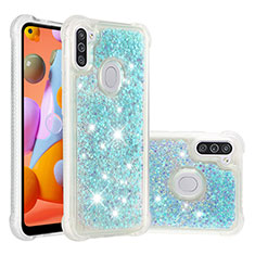 Silikon Hülle Handyhülle Gummi Schutzhülle Flexible Tasche Bling-Bling S01 für Samsung Galaxy A11 Hellblau