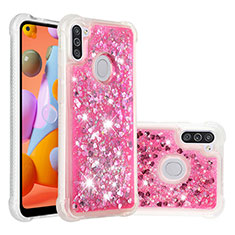 Silikon Hülle Handyhülle Gummi Schutzhülle Flexible Tasche Bling-Bling S01 für Samsung Galaxy A11 Pink