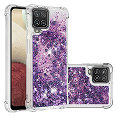 Silikon Hülle Handyhülle Gummi Schutzhülle Flexible Tasche Bling-Bling S01 für Samsung Galaxy A12 Violett