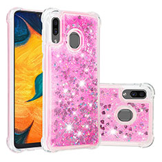 Silikon Hülle Handyhülle Gummi Schutzhülle Flexible Tasche Bling-Bling S01 für Samsung Galaxy A20 Pink