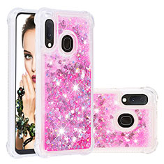 Silikon Hülle Handyhülle Gummi Schutzhülle Flexible Tasche Bling-Bling S01 für Samsung Galaxy A20e Pink