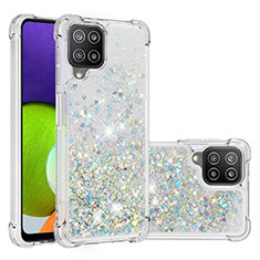 Silikon Hülle Handyhülle Gummi Schutzhülle Flexible Tasche Bling-Bling S01 für Samsung Galaxy A22 4G Silber
