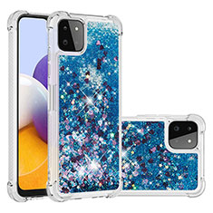 Silikon Hülle Handyhülle Gummi Schutzhülle Flexible Tasche Bling-Bling S01 für Samsung Galaxy A22s 5G Blau