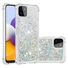 Silikon Hülle Handyhülle Gummi Schutzhülle Flexible Tasche Bling-Bling S01 für Samsung Galaxy A22s 5G Silber