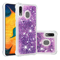 Silikon Hülle Handyhülle Gummi Schutzhülle Flexible Tasche Bling-Bling S01 für Samsung Galaxy A30 Violett