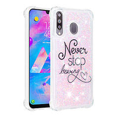 Silikon Hülle Handyhülle Gummi Schutzhülle Flexible Tasche Bling-Bling S01 für Samsung Galaxy A40s Rosa