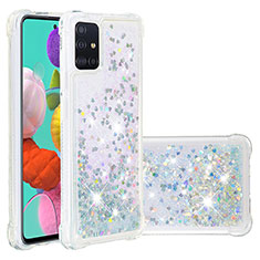 Silikon Hülle Handyhülle Gummi Schutzhülle Flexible Tasche Bling-Bling S01 für Samsung Galaxy A51 4G Silber