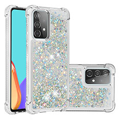 Silikon Hülle Handyhülle Gummi Schutzhülle Flexible Tasche Bling-Bling S01 für Samsung Galaxy A52 5G Silber