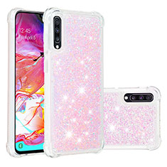 Silikon Hülle Handyhülle Gummi Schutzhülle Flexible Tasche Bling-Bling S01 für Samsung Galaxy A70 Rosa