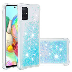 Silikon Hülle Handyhülle Gummi Schutzhülle Flexible Tasche Bling-Bling S01 für Samsung Galaxy A71 4G A715 Hellblau