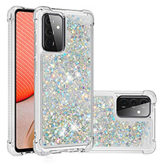 Silikon Hülle Handyhülle Gummi Schutzhülle Flexible Tasche Bling-Bling S01 für Samsung Galaxy A72 4G Silber