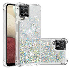 Silikon Hülle Handyhülle Gummi Schutzhülle Flexible Tasche Bling-Bling S01 für Samsung Galaxy F12 Silber