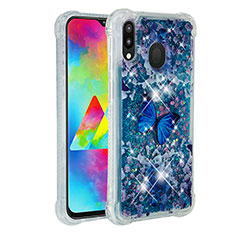 Silikon Hülle Handyhülle Gummi Schutzhülle Flexible Tasche Bling-Bling S01 für Samsung Galaxy M20 Blau