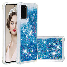 Silikon Hülle Handyhülle Gummi Schutzhülle Flexible Tasche Bling-Bling S01 für Samsung Galaxy S20 5G Blau