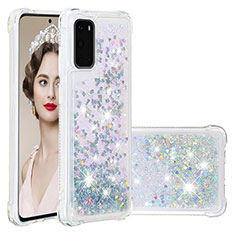 Silikon Hülle Handyhülle Gummi Schutzhülle Flexible Tasche Bling-Bling S01 für Samsung Galaxy S20 Silber