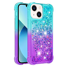 Silikon Hülle Handyhülle Gummi Schutzhülle Flexible Tasche Bling-Bling S02 für Apple iPhone 13 Hellblau