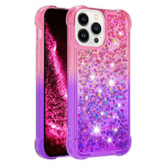 Silikon Hülle Handyhülle Gummi Schutzhülle Flexible Tasche Bling-Bling S02 für Apple iPhone 14 Pro Pink