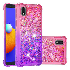 Silikon Hülle Handyhülle Gummi Schutzhülle Flexible Tasche Bling-Bling S02 für Samsung Galaxy A01 Core Pink