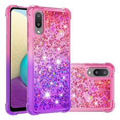 Silikon Hülle Handyhülle Gummi Schutzhülle Flexible Tasche Bling-Bling S02 für Samsung Galaxy A02 Pink