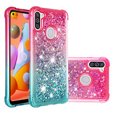 Silikon Hülle Handyhülle Gummi Schutzhülle Flexible Tasche Bling-Bling S02 für Samsung Galaxy A11 Rosa