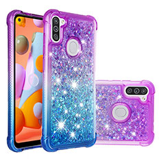 Silikon Hülle Handyhülle Gummi Schutzhülle Flexible Tasche Bling-Bling S02 für Samsung Galaxy A11 Violett