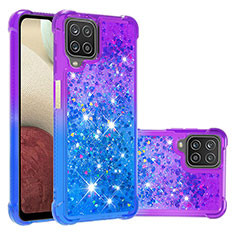 Silikon Hülle Handyhülle Gummi Schutzhülle Flexible Tasche Bling-Bling S02 für Samsung Galaxy A12 5G Violett