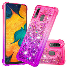Silikon Hülle Handyhülle Gummi Schutzhülle Flexible Tasche Bling-Bling S02 für Samsung Galaxy A20 Pink