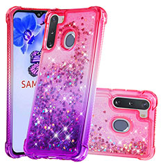 Silikon Hülle Handyhülle Gummi Schutzhülle Flexible Tasche Bling-Bling S02 für Samsung Galaxy A21 European Pink