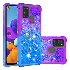 Silikon Hülle Handyhülle Gummi Schutzhülle Flexible Tasche Bling-Bling S02 für Samsung Galaxy A21s Violett